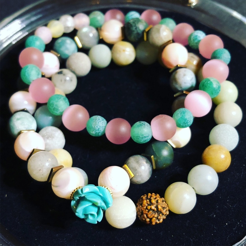 Amazonite Floral Bracelet Set